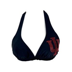 Miss Fanatic Bikini Top Women Small Black Padded Halter Top